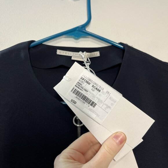 Stella McCartney NWT‎ Navy Blue Arlesa Quarter Zip Blouse Size 42 - Picture 5 of 10